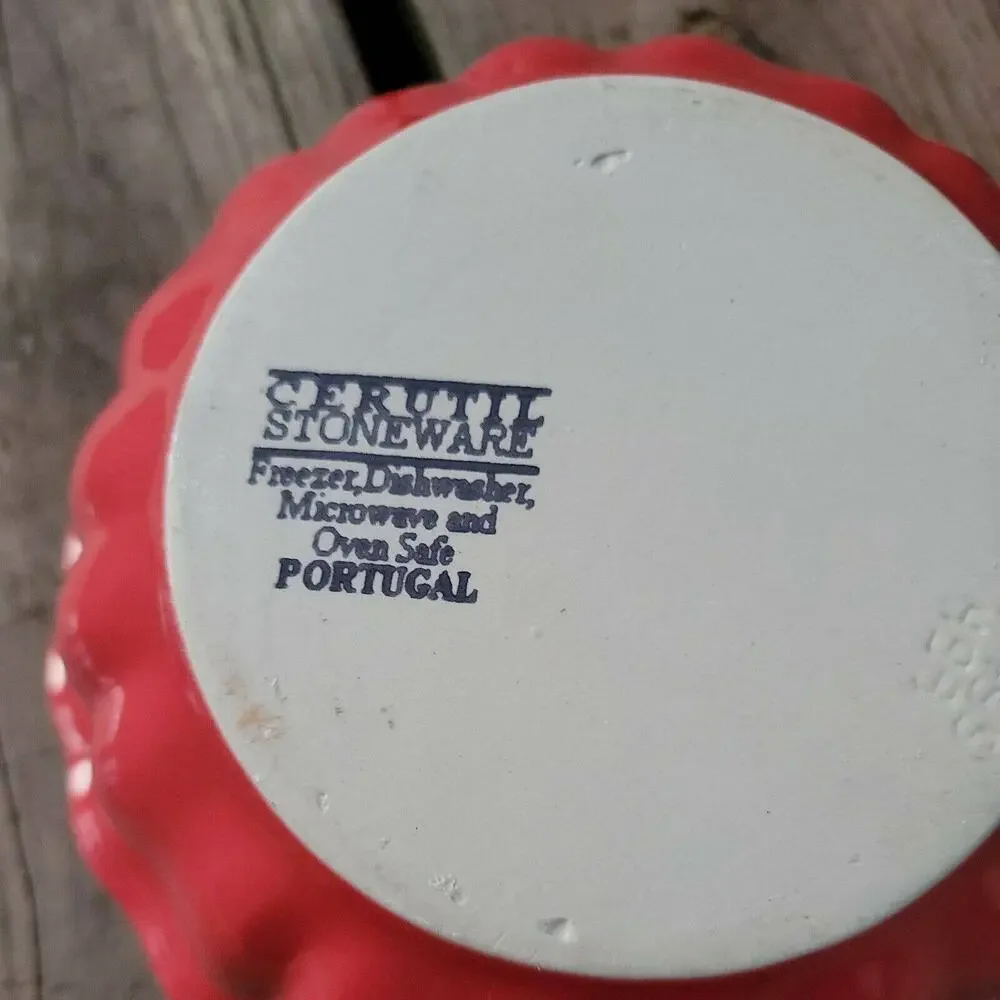 CERUTIL Stoneware 7” Red Fancy Fluted Bowl Casserole Food Mold EUC